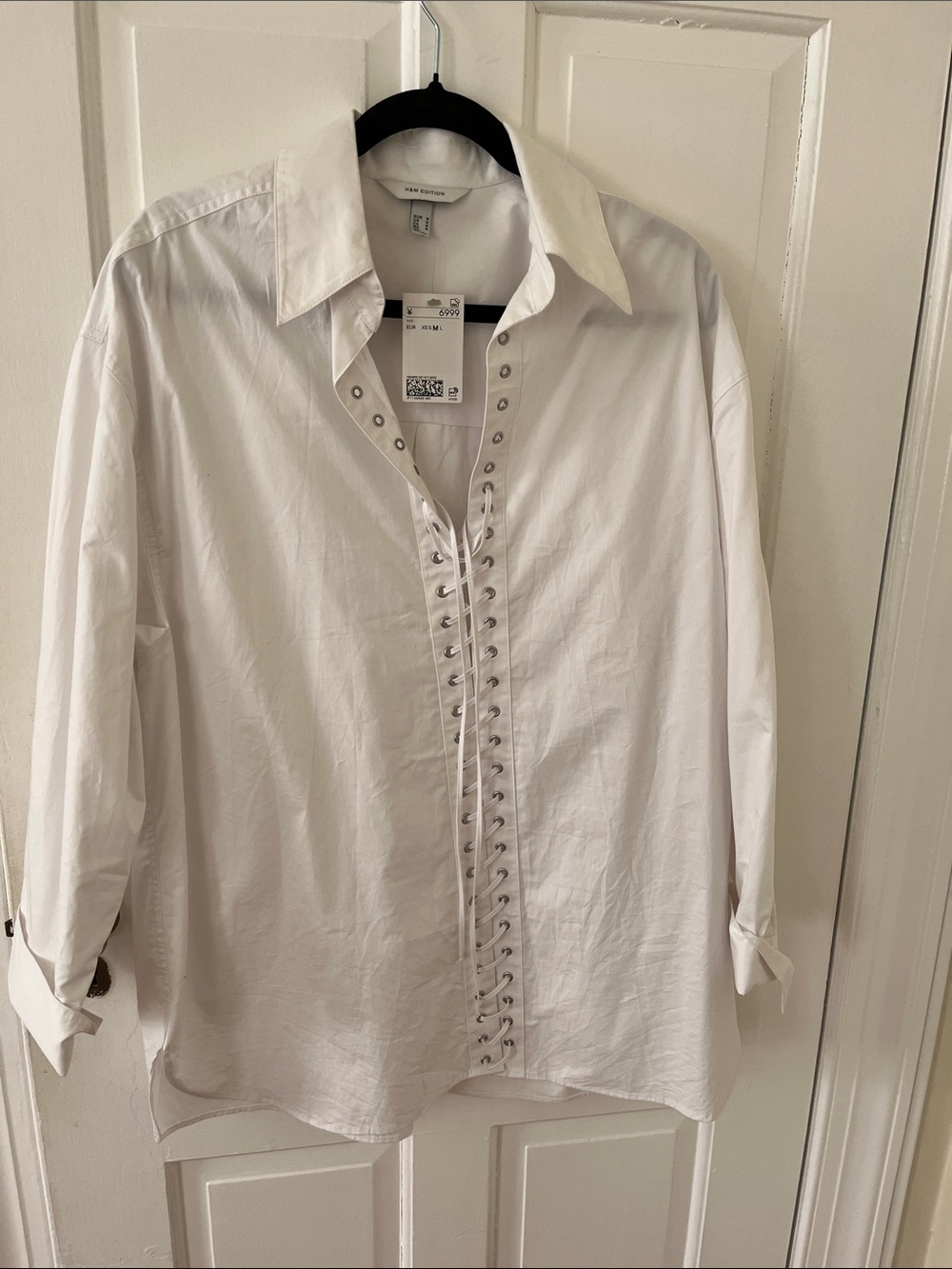 H&M Edition White Cotton Lace-Up Shirt